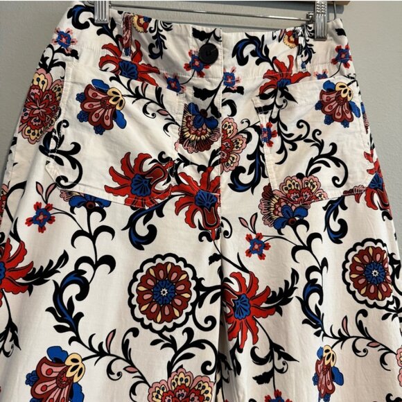 Nicole Miller Linen Floral Beach Resort wide-leg pants 6 high-rise vaca boho 80s - Picture 4 of 10